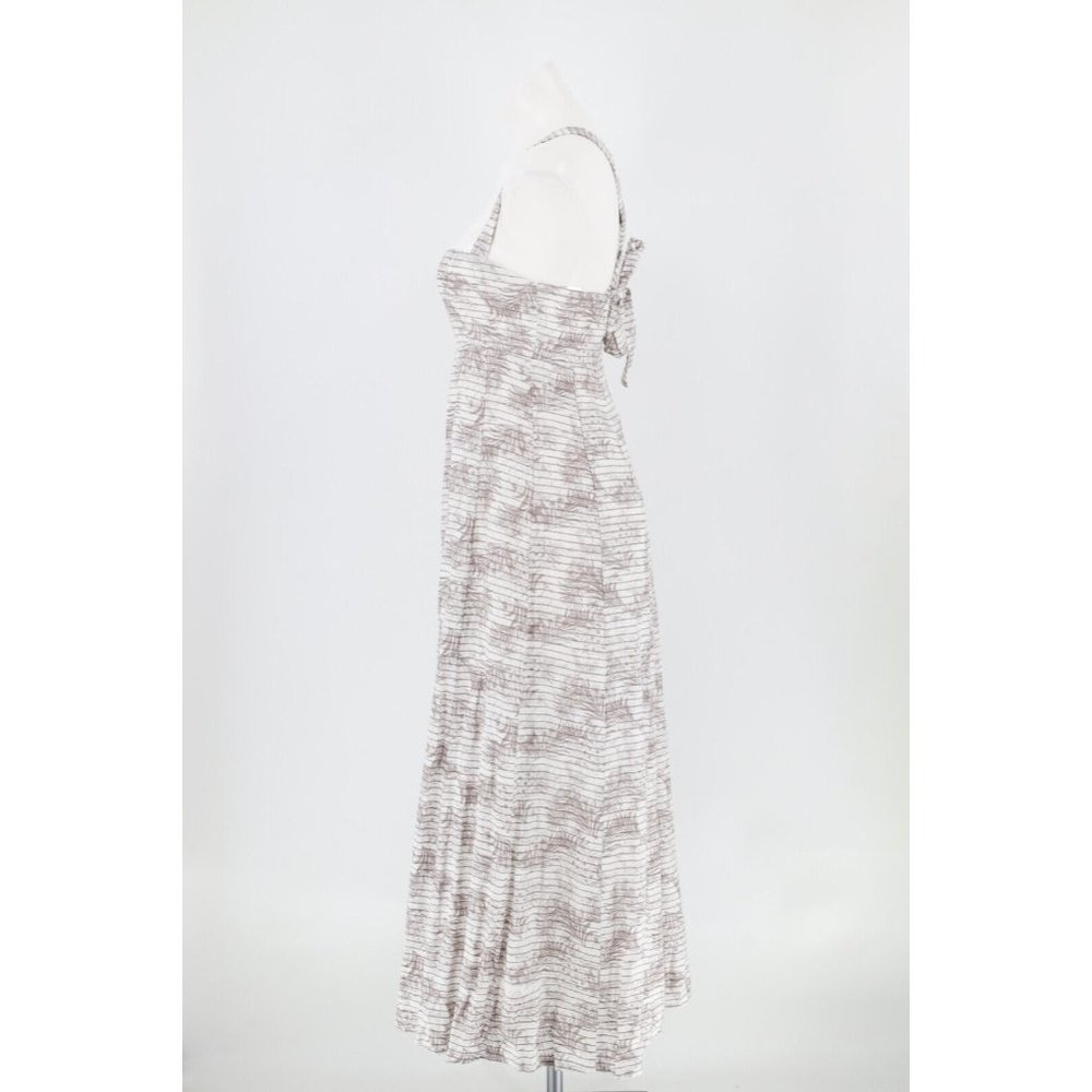 NWT DISSH WOMEN SIZE 4 KOKO CHOCOLATE PALM MIDI DRESS/ Beige White Flora Linen - Picture 7 of 12